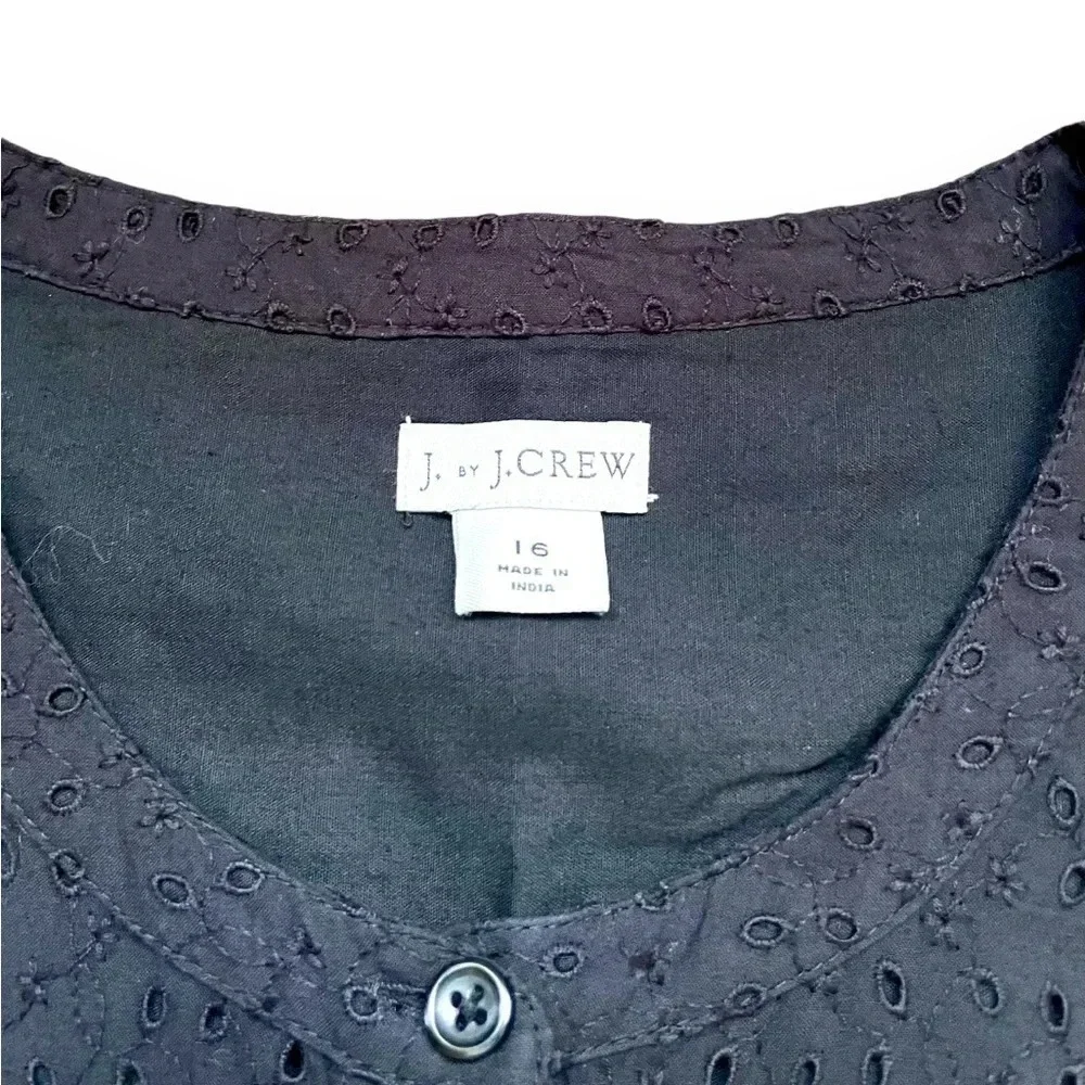 J. By J.Crew Black Eyelet Sleeveless Shirt Dress Plus Size